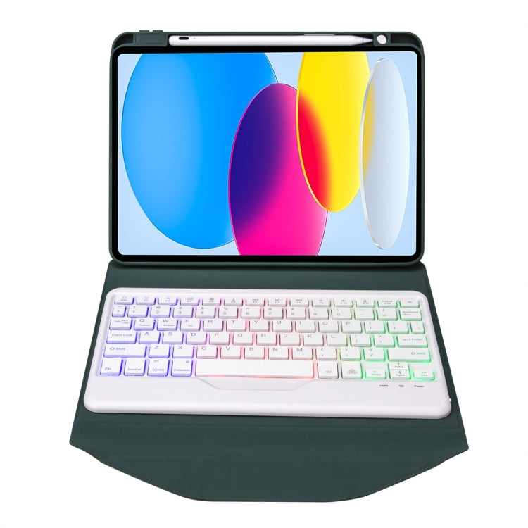 Z10BS For iPad 10th Gen 10.9 2022 Pen Slot Backlight Bluetooth Keyboard Leather Tablet Case(Green) - Universal by PMC TechLife | Online Shopping South Africa | PMC TechLife