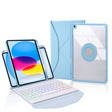 Z10BS For iPad 10th Gen 10.9 2022 / 11 2025 Pen Slot Backlight Bluetooth Keyboard Leather Tablet Case(Sky Blue) - free shipping - PMC TechLife - Order now!