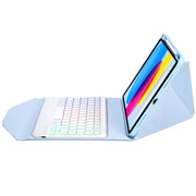Z10BS For iPad 10th Gen 10.9 2022 / 11 2025 Pen Slot Backlight Bluetooth Keyboard Leather Tablet Case(Sky Blue)