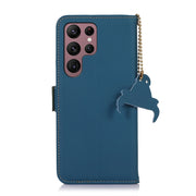 For Samsung Galaxy S24 Ultra 5G Genuine Leather Magnetic RFID Leather Phone Case(Blue)