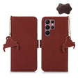 For Samsung Galaxy S24 Ultra 5G Genuine Leather Magnetic RFID Leather Phone Case(Coffee) - Galaxy S24 Ultra 5G Cases by PMC Jewellery | Online Shopping South Africa | PMC Jewellery | Buy Now Pay Later Mobicred