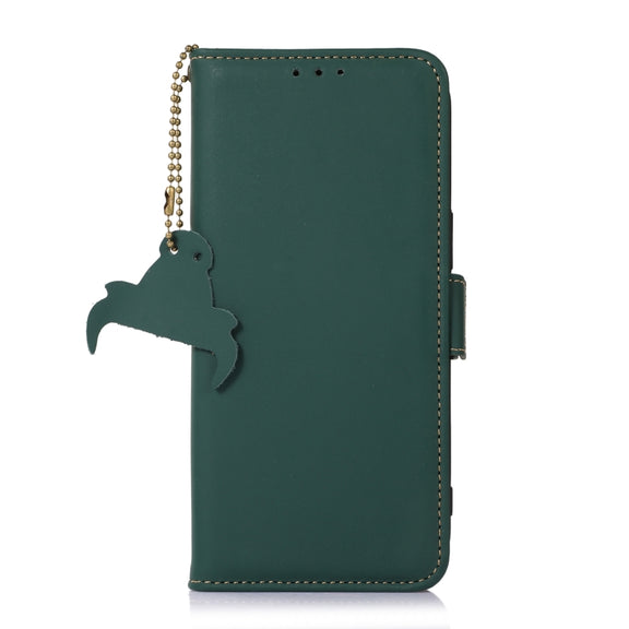 For Samsung Galaxy S24 Ultra 5G Genuine Leather Magnetic RFID Leather Phone Case(Green)
