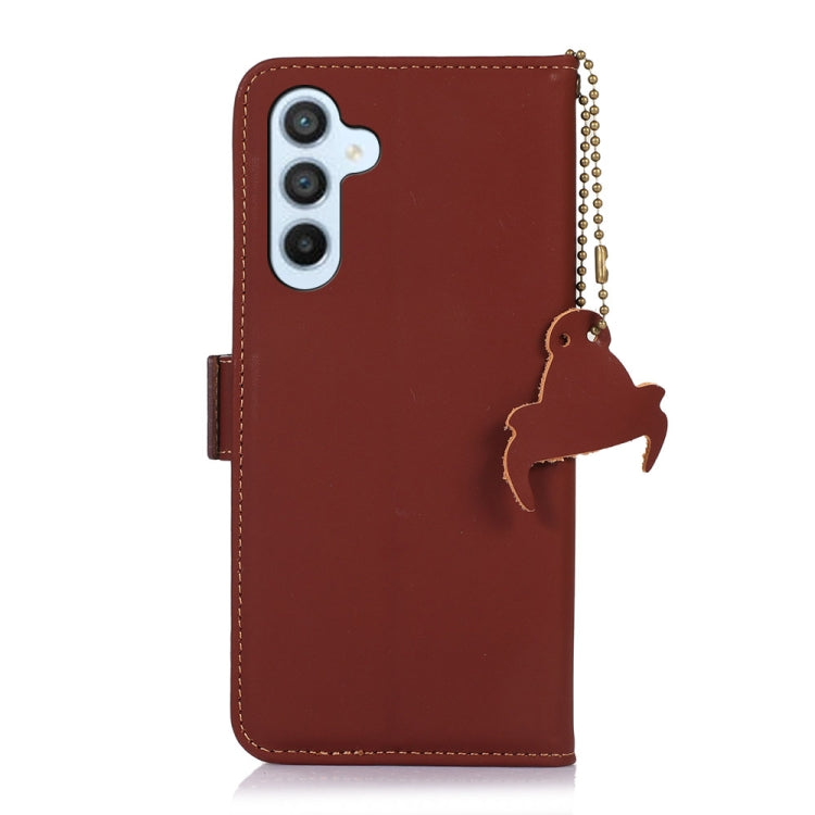 For Samsung Galaxy S24 5G Genuine Leather Magnetic RFID Leather Phone Case(Coffee) - free shipping - PMC Jewellery - Order now!