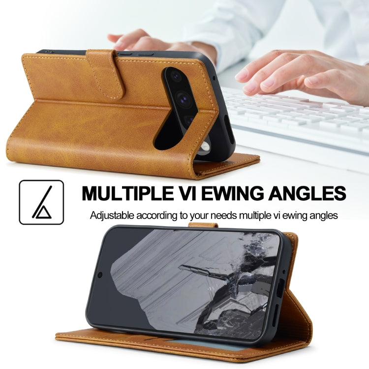 For Google Pixel 9 Pro XL LC.IMEEKE Calf Texture Flip Leather Phone Case(Yellow) - free shipping - PMC TechLife - Order now!