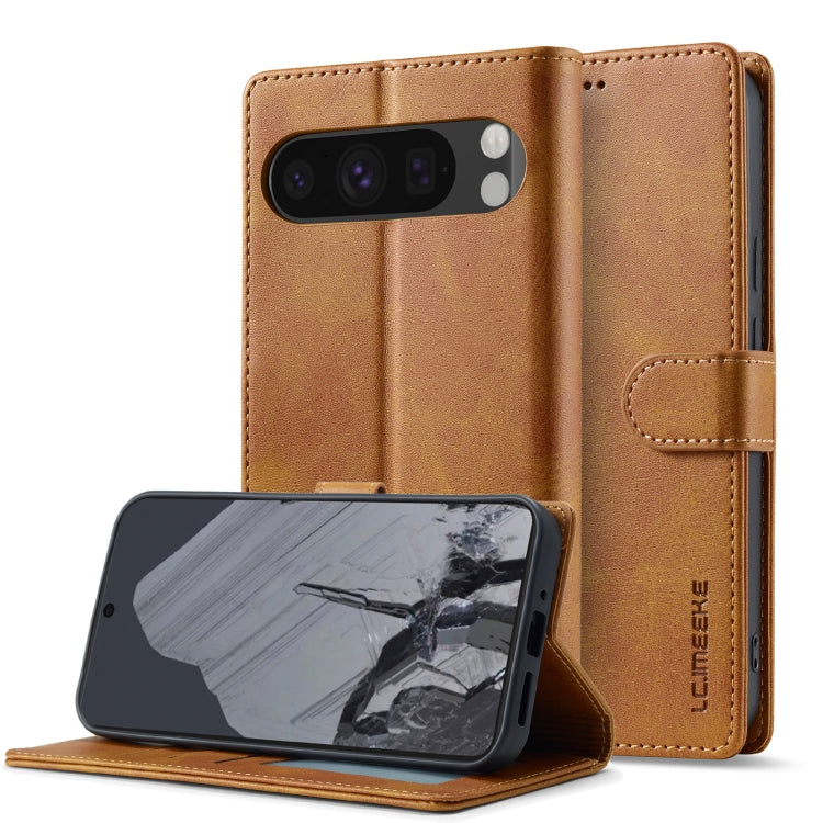 For Google Pixel 9 / 9 Pro LC.IMEEKE Calf Texture Flip Leather Phone Case(Yellow) - Google Cases by LC.IMEEKE | Online Shopping South Africa | PMC TechLife | Buy Now Pay Later Mobicred
