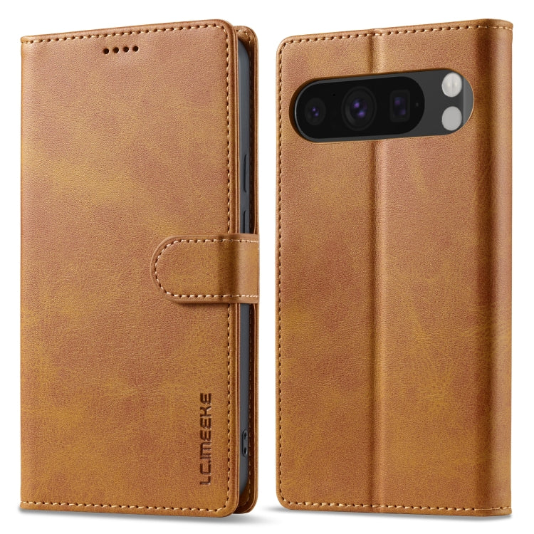 For Google Pixel 9 / 9 Pro LC.IMEEKE Calf Texture Flip Leather Phone Case(Yellow) - Google Cases by LC.IMEEKE | Online Shopping South Africa | PMC TechLife | Buy Now Pay Later Mobicred