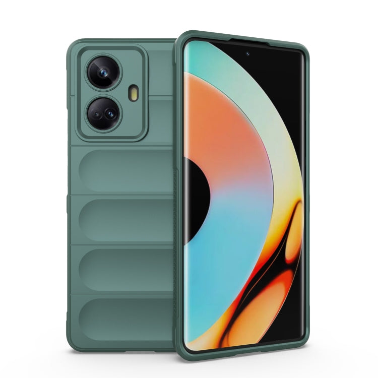 For Realme 10 Pro+ 5G Magic Shield TPU + Flannel Phone Case(Dark Green) - Realme Cases by PMC TechLife | Online Shopping South Africa | PMC TechLife | Buy Now Pay Later Mobicred