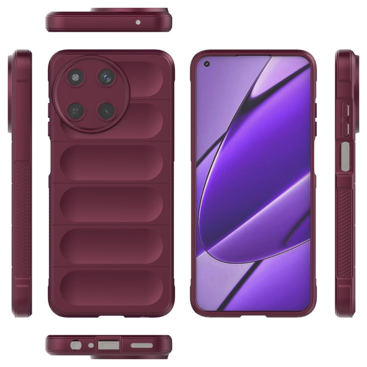 For Realme 11 4G Global Magic Shield TPU + Flannel Phone Case(Wine Red)