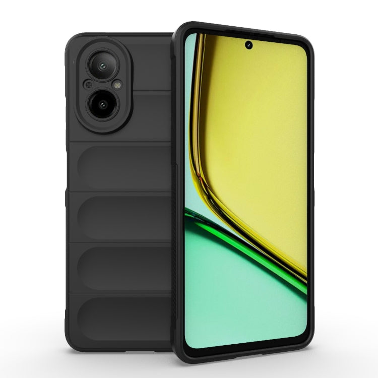 For Realme C67 4G Global Magic Shield TPU + Flannel Phone Case(Black) - Realme Cases by PMC TechLife | Online Shopping South Africa | PMC TechLife | Buy Now Pay Later Mobicred