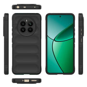 For Realme 12+ 5G Global Magic Shield TPU + Flannel Phone Case(Black)
