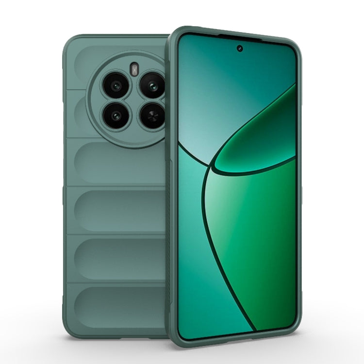 For Realme 12+ 5G Global Magic Shield TPU + Flannel Phone Case(Dark Green) - Realme Cases by PMC TechLife | Online Shopping South Africa | PMC TechLife | Buy Now Pay Later Mobicred