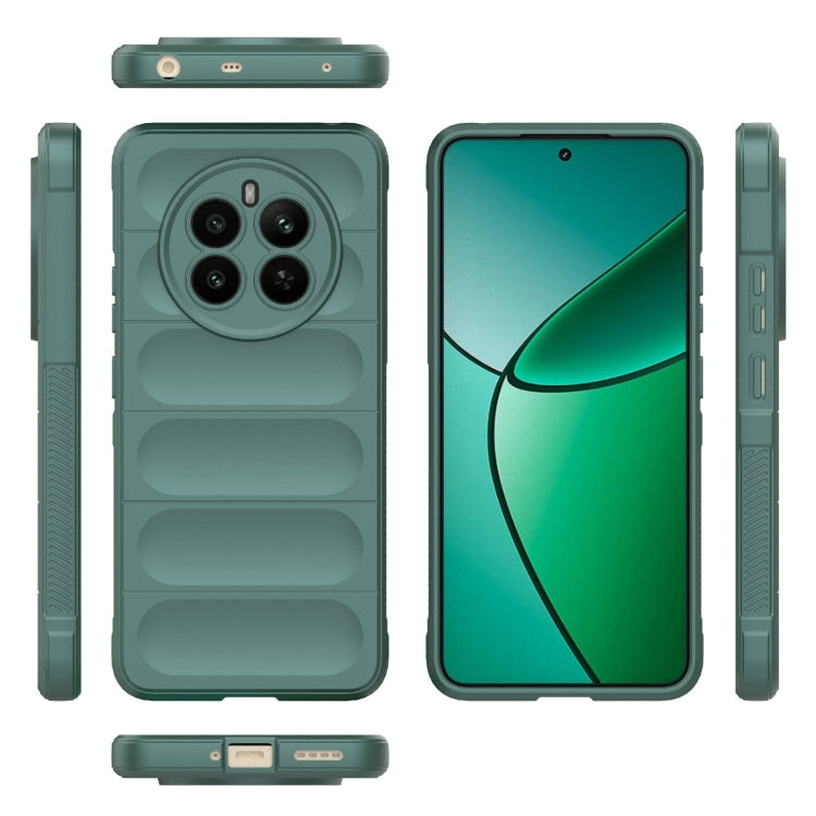 For Realme 12+ 5G Global Magic Shield TPU + Flannel Phone Case(Dark Green) - Realme Cases by PMC TechLife | Online Shopping South Africa | PMC TechLife | Buy Now Pay Later Mobicred
