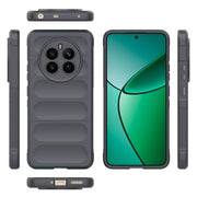 For Realme 12+ 5G Global Magic Shield TPU + Flannel Phone Case(Dark Grey)
