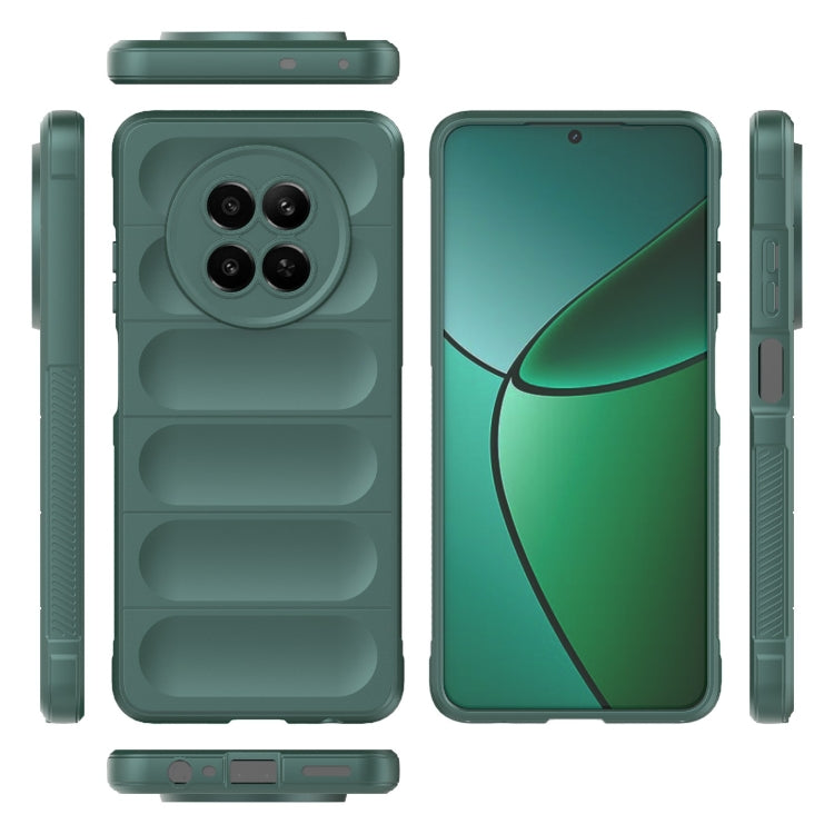 For Realme 12 5G Global Magic Shield TPU + Flannel Phone Case(Dark Green) - Realme Cases by PMC TechLife | Online Shopping South Africa | PMC TechLife | Buy Now Pay Later Mobicred