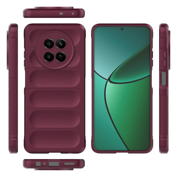 For Realme 12 5G Global Magic Shield TPU + Flannel Phone Case(Wine Red) - Realme Cases by PMC TechLife | Online Shopping South Africa | PMC TechLife | Buy Now Pay Later Mobicred