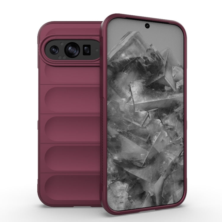 For Google Pixel 9 Pro XL 5G Magic Shield TPU + Flannel Phone Case(Wine Red) - Google Cases by PMC TechLife | Online Shopping South Africa | PMC TechLife | Buy Now Pay Later Mobicred