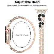 For Apple Watch SE 2023 44mm Petal Metal Diamond Watch Band(Rose Gold+Black)