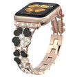 For Apple Watch 9 45mm Petal Metal Diamond Watch Band(Rose Gold+Black) - free shipping - PMC TechLife - Order now!