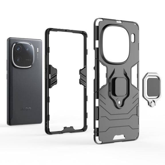 For vivo iQOO 12 5G Magnetic Ring Holder PC + TPU Phone Case(Navy Blue)