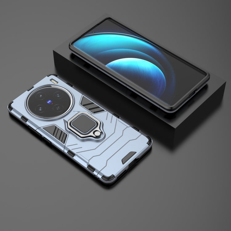 For vivo X100 5G Magnetic Ring Holder PC + TPU Phone Case(Navy Blue) - X100 Cases by PMC TechLife | Online Shopping South Africa | PMC TechLife | Buy Now Pay Later Mobicred