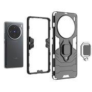 For vivo X100 5G Magnetic Ring Holder PC + TPU Phone Case(Navy Blue)