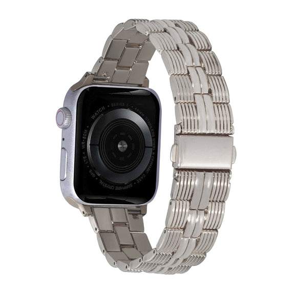 3-Beads Stripe Metal Watch Band For Apple Watch SE 2023 44mm(Starlight)