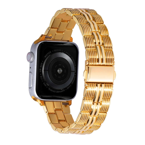 3-Beads Stripe Metal Watch Band For Apple Watch SE 2023 40mm(Gold)