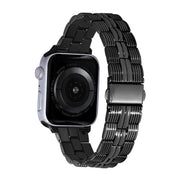 3-Beads Stripe Metal Watch Band For Apple Watch 9 45mm(Black)