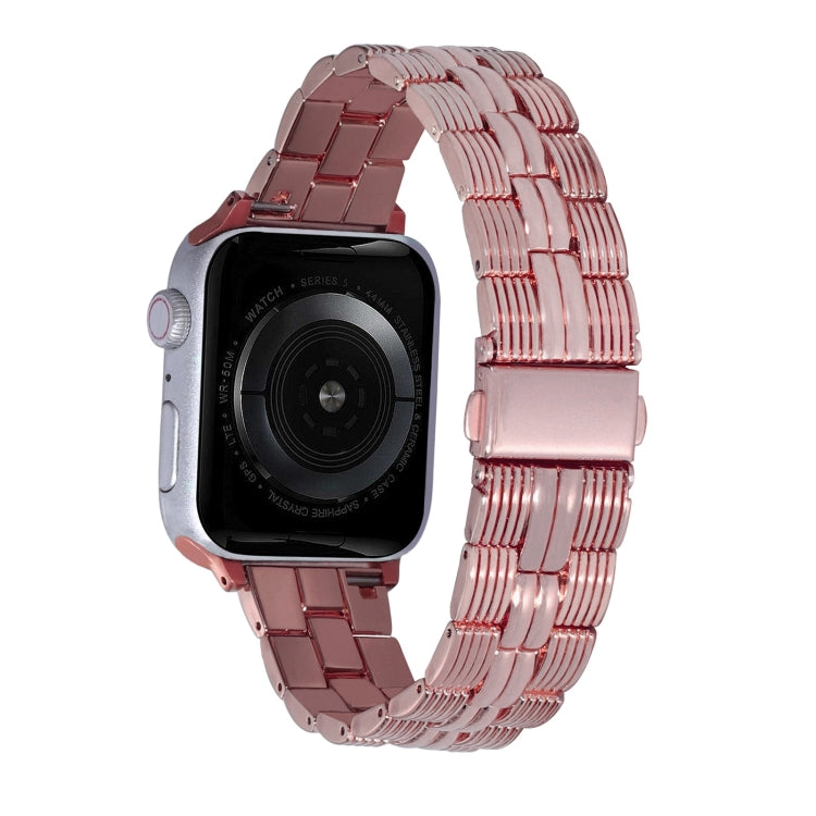 3-Beads Stripe Metal Watch Band For Apple Watch 9 41mm(Rose Pink) - free shipping - PMc TechLife - Order now!