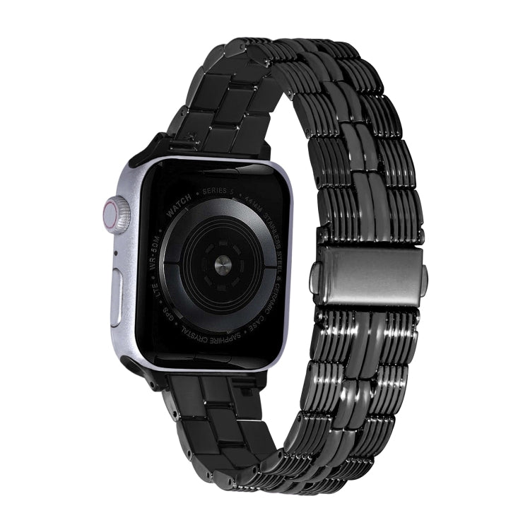 3-Beads Stripe Metal Watch Band For Apple Watch Series 10 46mm(Black) - Watch Bands by PMc TechLife | Online Shopping South Africa | PMc TechLife | Buy Now Pay Later Mobicred