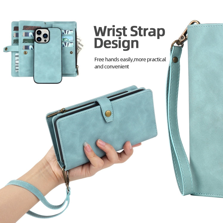 For iPhone 11 Pro Zipper Wallet Detachable MagSafe Leather Phone Case(Blue) - iPhone 11 Pro Cases by PMC TechLife | Online Shopping South Africa | PMC TechLife