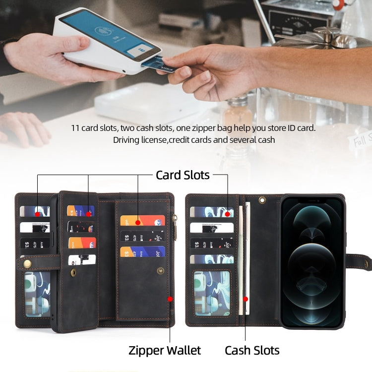 For iPhone 11 Pro Max Zipper Wallet Detachable MagSafe Leather Phone Case(Black) - iPhone 11 Pro Max Cases by PMC TechLife | Online Shopping South Africa | PMC TechLife