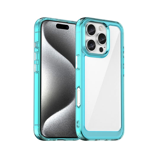 For iPhone 16 Pro Colorful Series Acrylic + TPU Phone Case(Transparent Blue) - free shipping - PMC Jewellery - Order now!