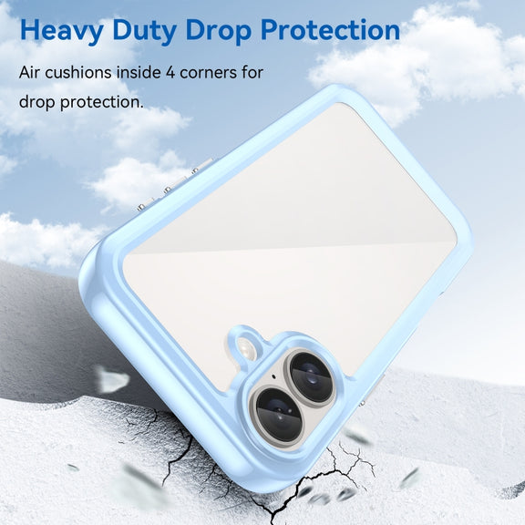 For iPhone 16 Plus Colorful Series Acrylic + TPU Phone Case(Blue)