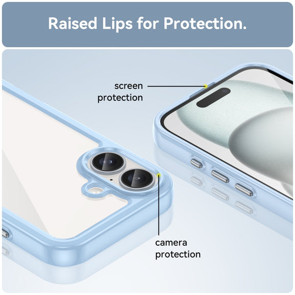 For iPhone 16 Plus Colorful Series Acrylic + TPU Phone Case(Blue)