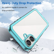 For iPhone 16 Plus Colorful Series Acrylic + TPU Phone Case(Transparent Blue)