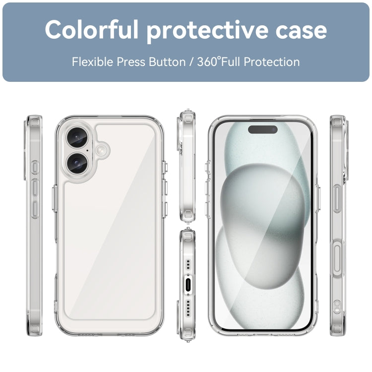 For iPhone 16 Plus Colorful Series Acrylic + TPU Phone Case(Transparent) - iPhone 16 Plus Cases by PMC TechLife | Online Shopping South Africa | PMC TechLife | Buy Now Pay Later Mobicred