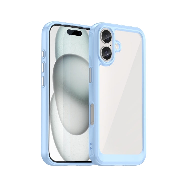 For iPhone 16 Colorful Series Acrylic + TPU Phone Case(Blue) - iPhone 16 Cases by PMC TechLife | Online Shopping South Africa | PMC TechLife | Buy Now Pay Later Mobicred
