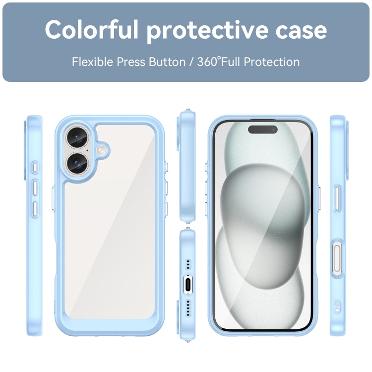 For iPhone 16 Colorful Series Acrylic + TPU Phone Case(Blue) - iPhone 16 Cases by PMC TechLife | Online Shopping South Africa | PMC TechLife | Buy Now Pay Later Mobicred