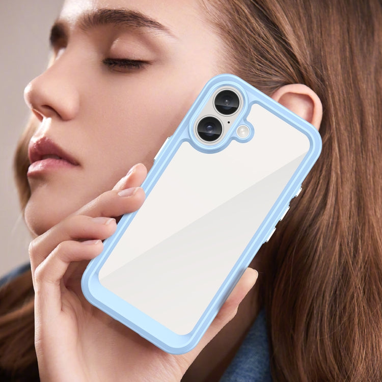 For iPhone 16 Colorful Series Acrylic + TPU Phone Case(Blue)