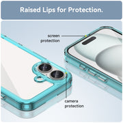 For iPhone 16 Colorful Series Acrylic + TPU Phone Case(Transparent Blue)