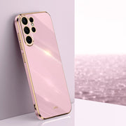 For Samsung Galaxy S24 Ultra 5G XINLI Straight Edge 6D Electroplate TPU Phone Case(Cherry Purple)