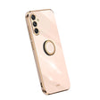For Samsung Galaxy S23 FE 5G XINLI Straight Edge 6D Electroplate TPU Phone Case with Ring Holder(Pink) - Galaxy S23 FE 5G Cases by XINLI | Online Shopping South Africa | PMC TechLife