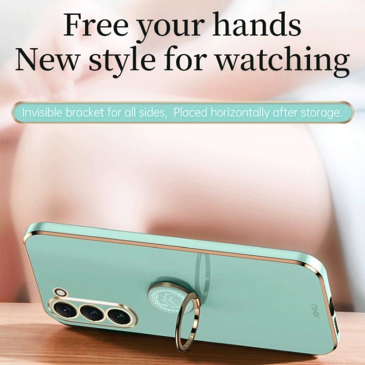For Samsung Galaxy S24+ 5G XINLI Straight Edge 6D Electroplate TPU Phone Case with Ring Holder(Celestial Blue) - free shipping - PMC Jewellery - Order now!