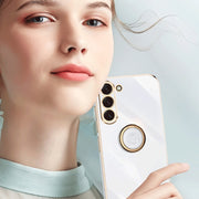 For Samsung Galaxy S24+ 5G XINLI Straight Edge 6D Electroplate TPU Phone Case with Ring Holder(Celestial Blue)