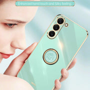 For Samsung Galaxy S24+ 5G XINLI Straight Edge 6D Electroplate TPU Phone Case with Ring Holder(Celestial Blue)