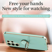 For Samsung Galaxy S24 Ultra 5G XINLI Straight Edge 6D Electroplate TPU Phone Case with Ring Holder(Black)