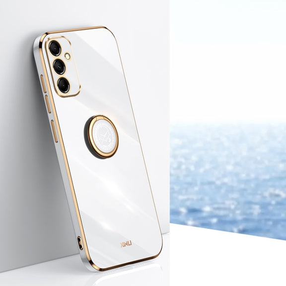 For Samsung Galaxy A55 XINLI Straight Edge 6D Electroplate TPU Phone Case with Ring Holder(White)