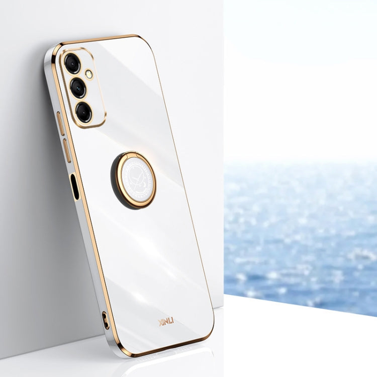 For Samsung Galaxy A15 XINLI Straight Edge 6D Electroplate TPU Phone Case with Ring Holder(White) - Galaxy Phone Cases by XINLI | Online Shopping South Africa | PMC TechLife