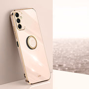 For Samsung Galaxy A15 XINLI Straight Edge 6D Electroplate TPU Phone Case with Ring Holder(Pink)